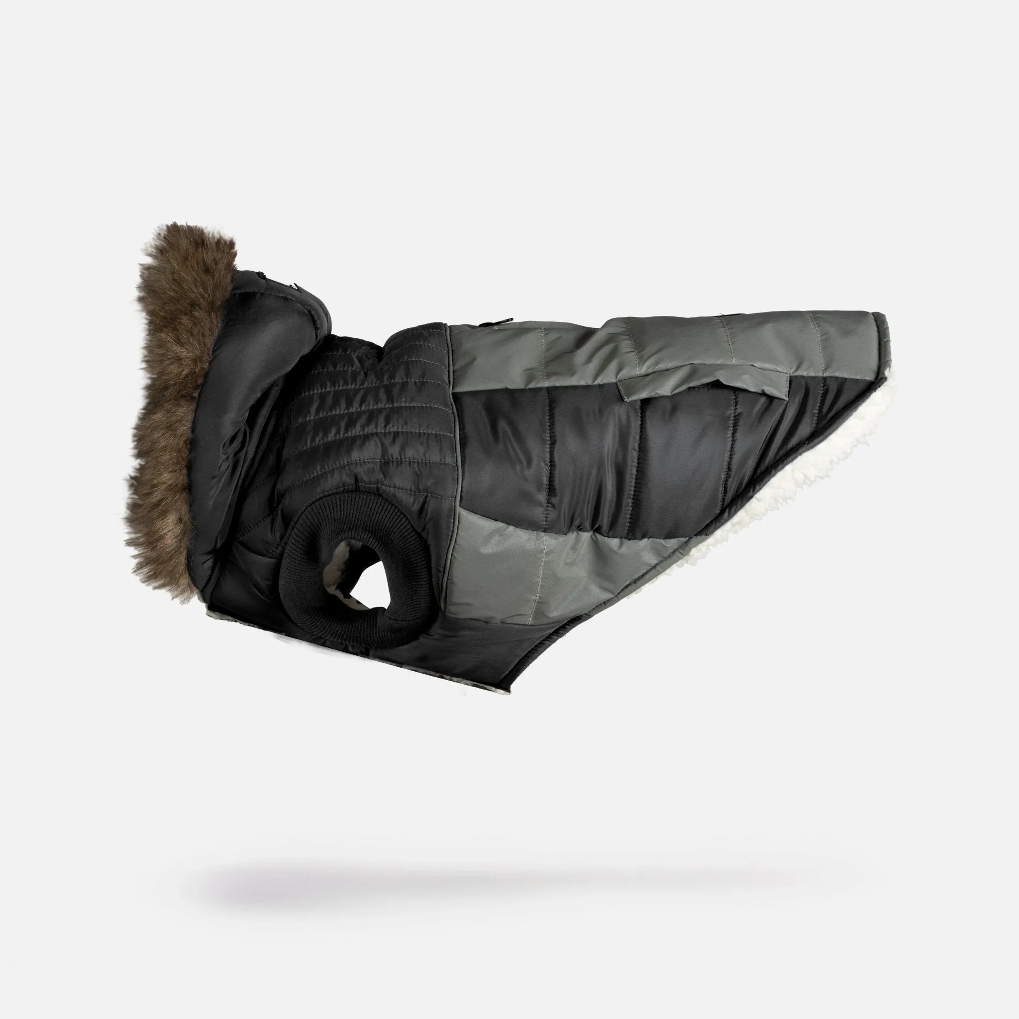 🐶 Bailey Dog Jacket – Black | Quilted Winter Coat with Sherpa Lining & Poop Bag Dispenser