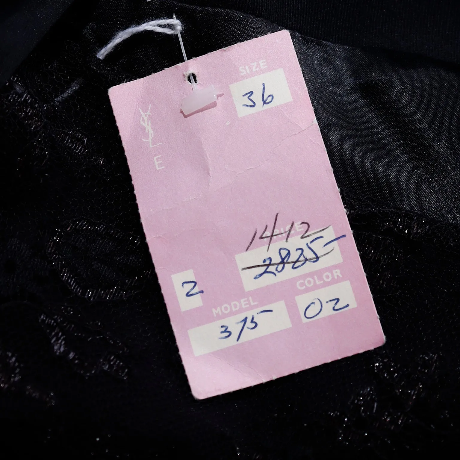 1990 Deadstock Yves Saint Laurent Long Black Evening Dress Gown W Lace & Hood