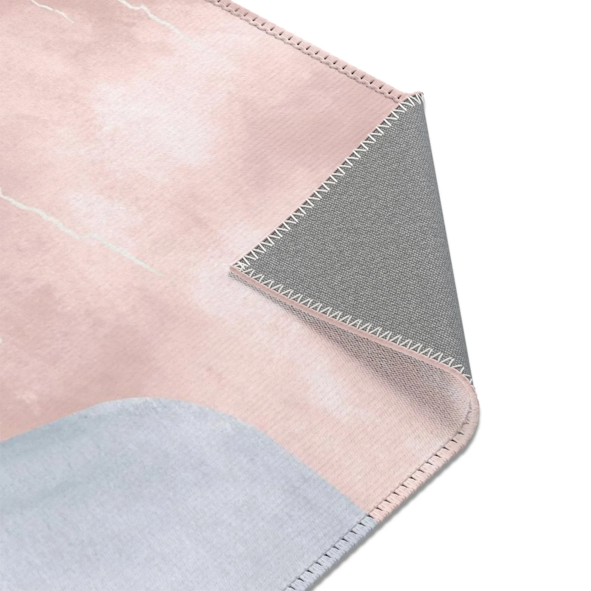 Abstract Boho Area Rug | Pastel Blue Pink, Burnt Orange White