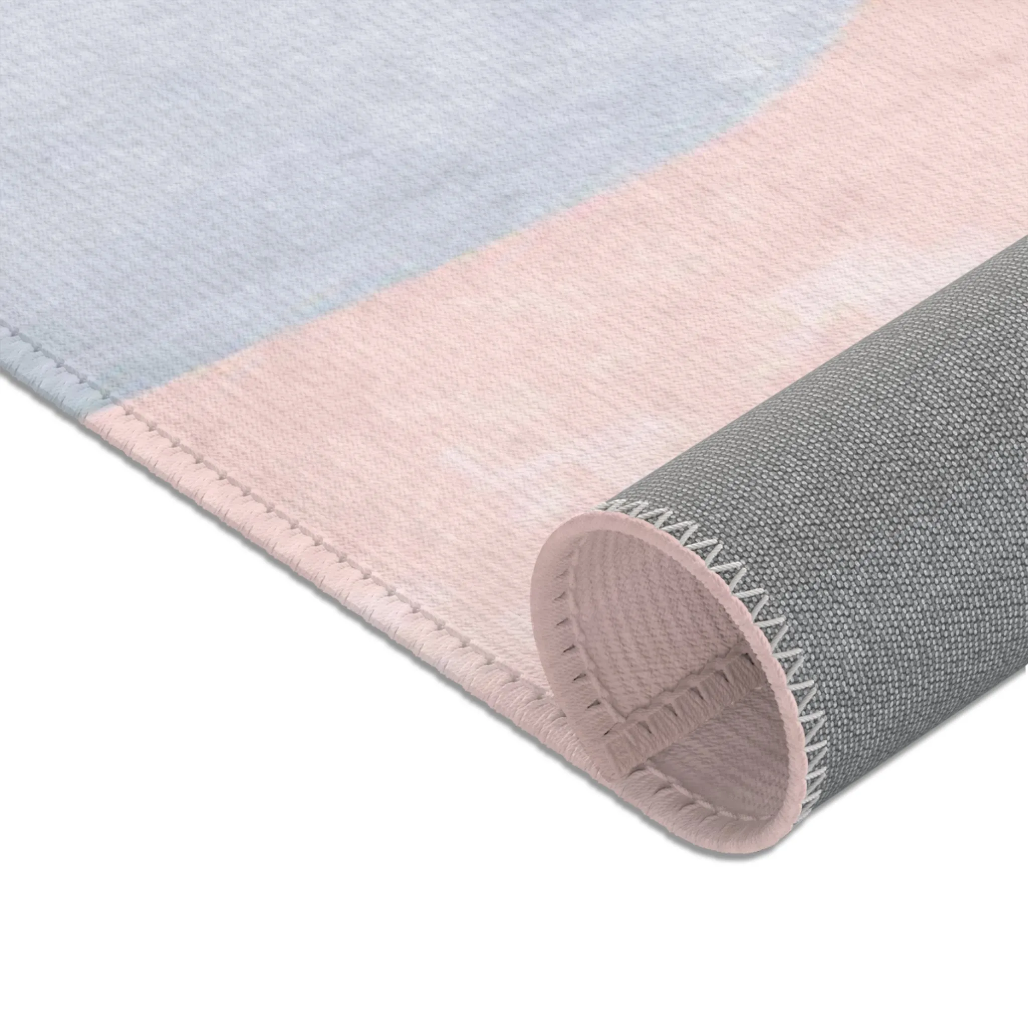Abstract Boho Area Rug | Pastel Blue Pink, Burnt Orange White
