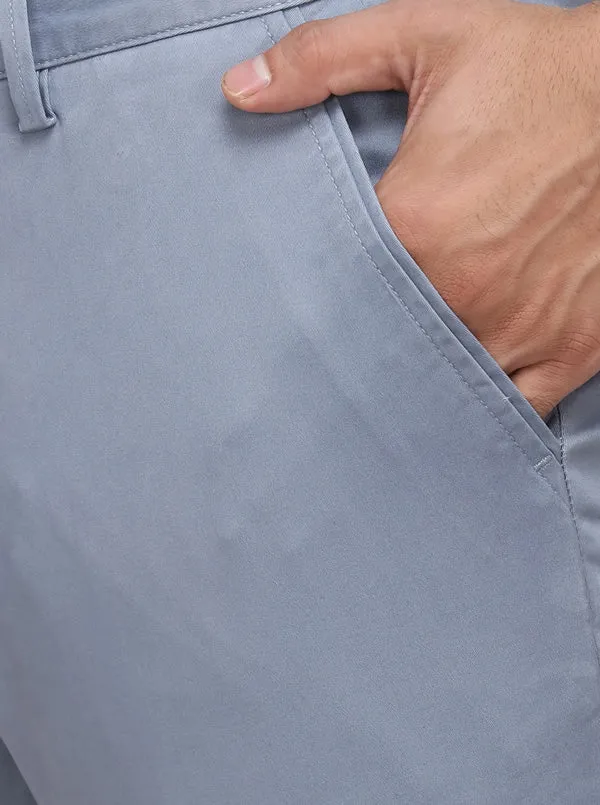 Ashley Blue Solid Uno Fit Casual Trouser | JadeBlue
