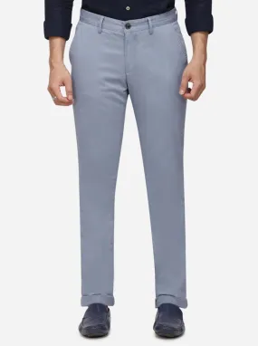 Ashley Blue Solid Uno Fit Casual Trouser | JadeBlue