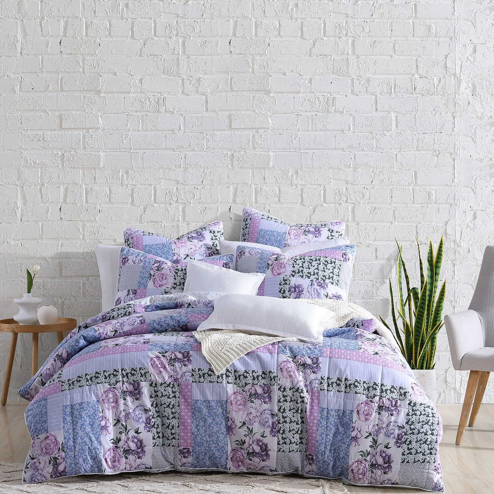 Bessie Lilac Quilt Cover Set by Logan and Mason Platinum
