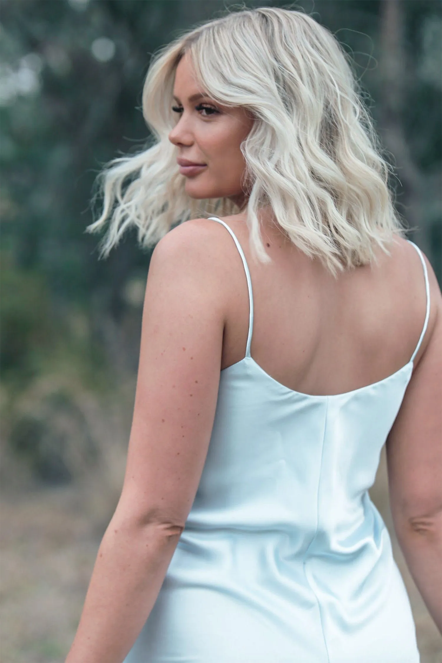 Bias Slip Dress in Sky Blue