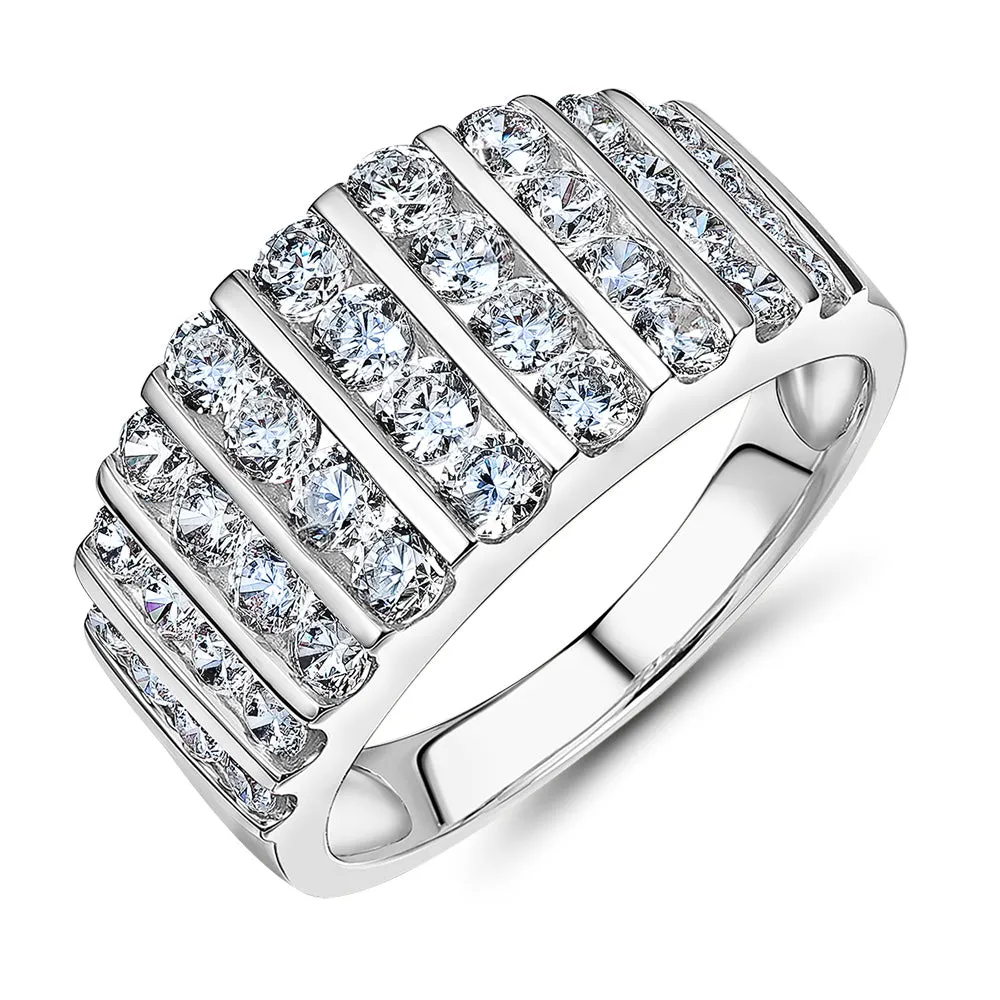 Dress ring with 1.44 carats* of diamond simulants in 10 carat white gold