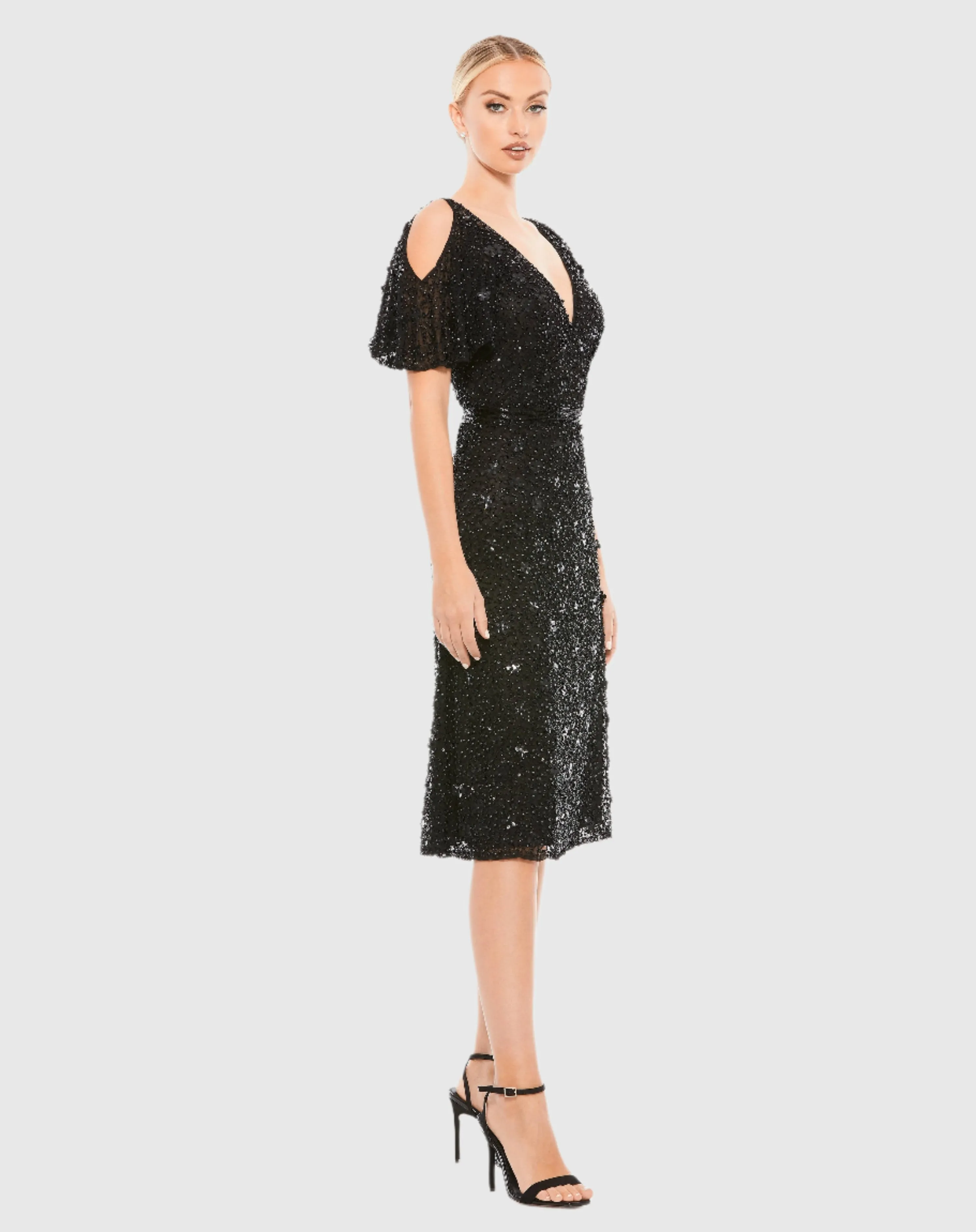 Embellished Cold Shoulder Cocktail Dress - FINAL SALE