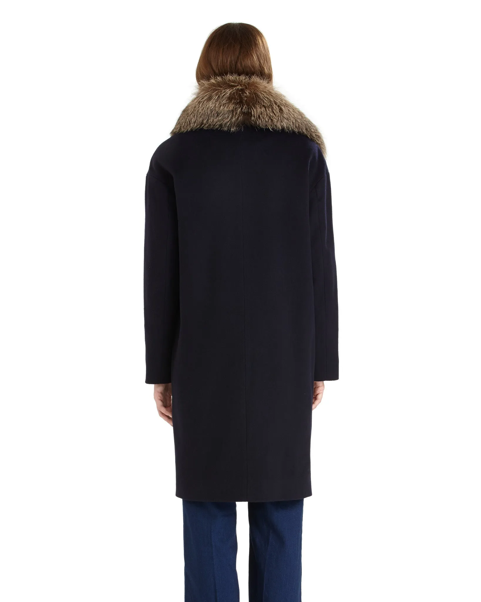 Fleurette Loro Piana Wool Coat with Genuine Fox Fur - FINAL SALE