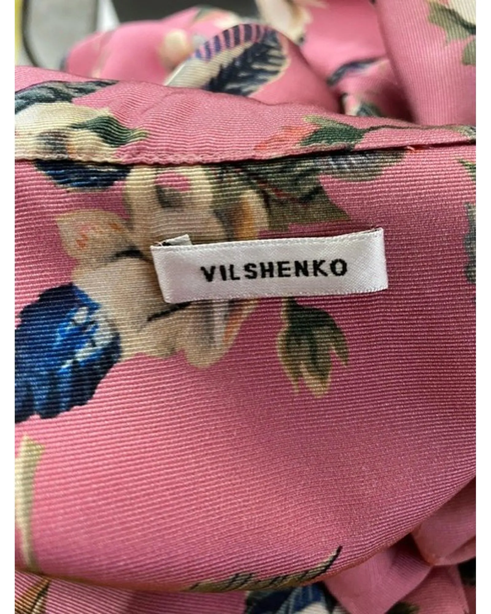Floral Midi Dress in Pink Wool