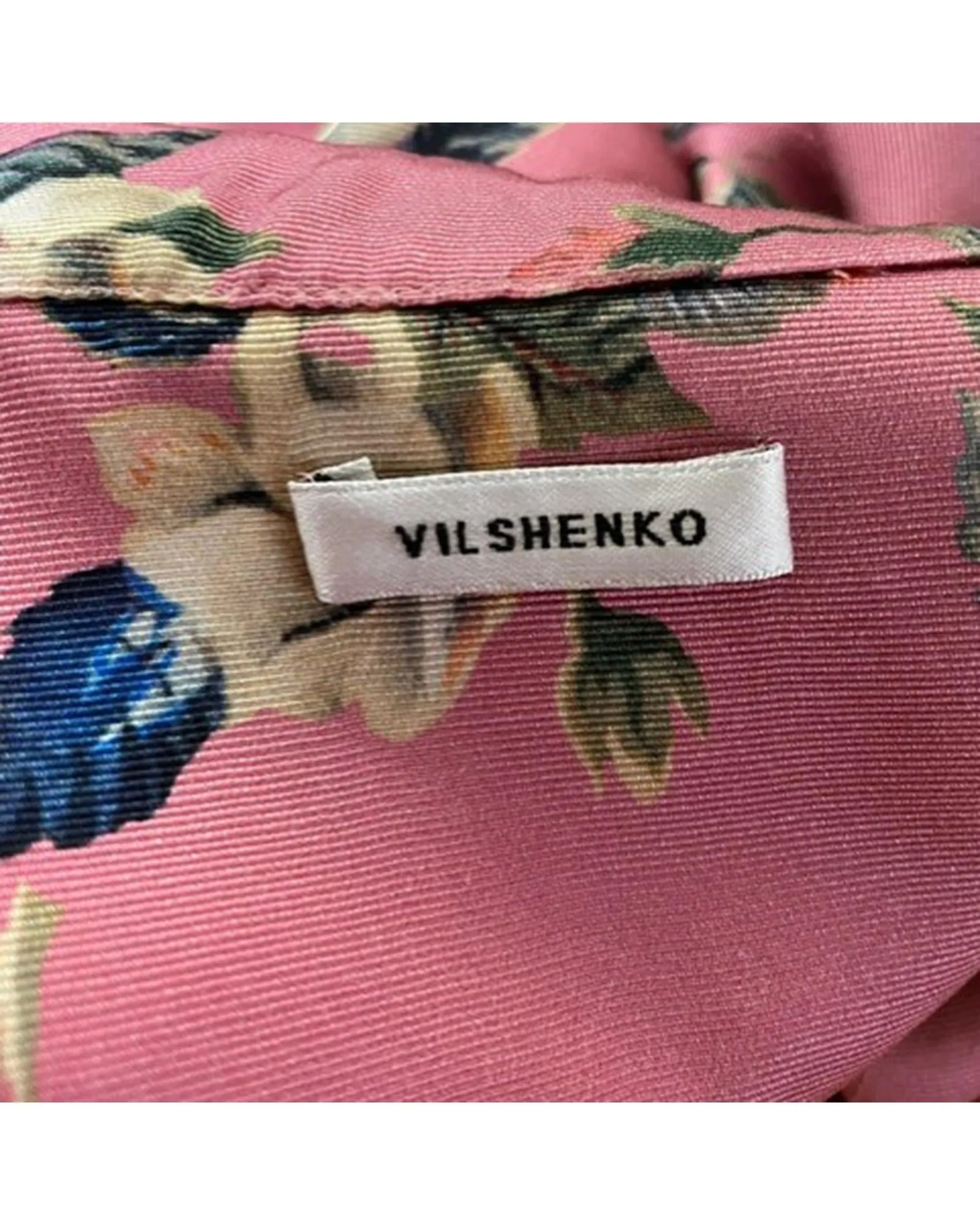 Floral Midi Dress in Pink Wool