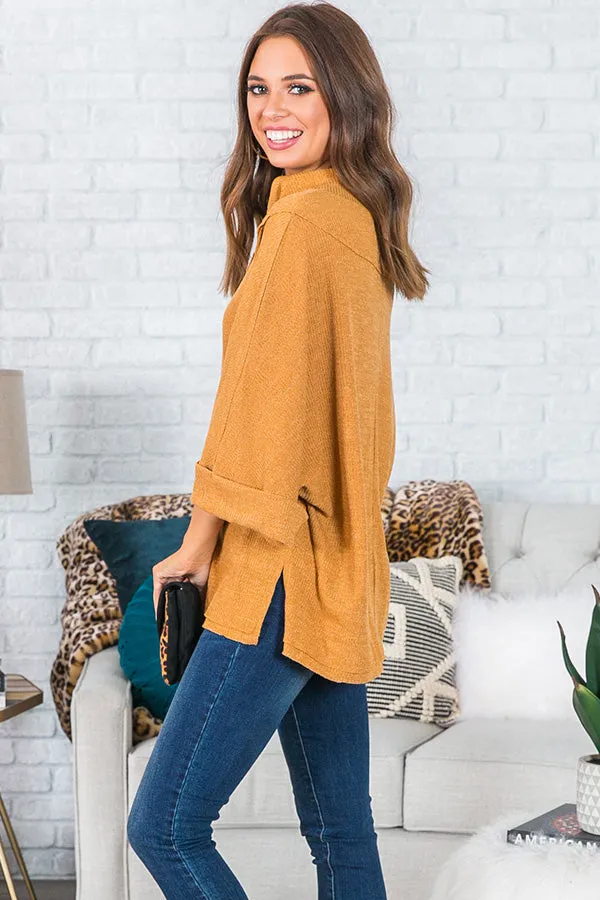 Girls Night Shift Top in Light Camel