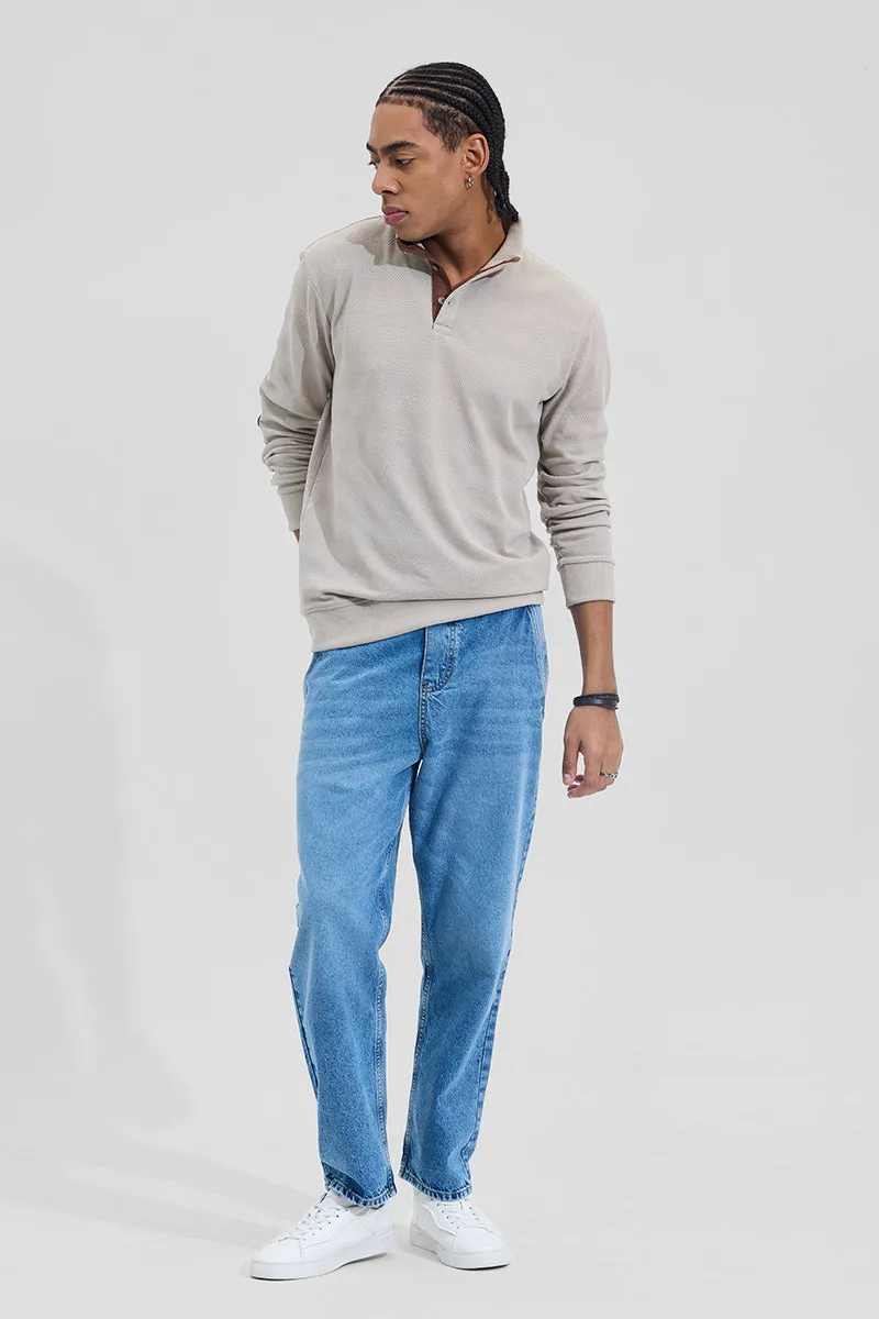 Grey Elbow Patch Textured T-Shirt