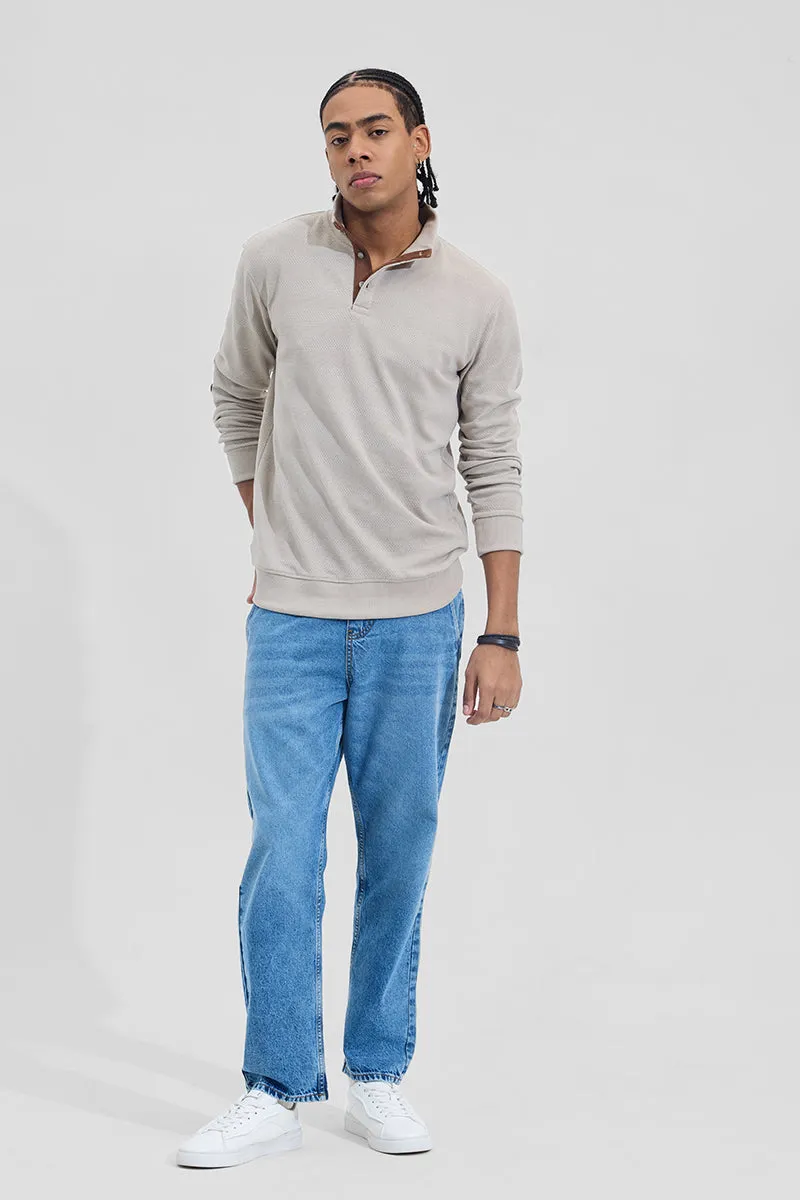 Grey Elbow Patch Textured T-Shirt