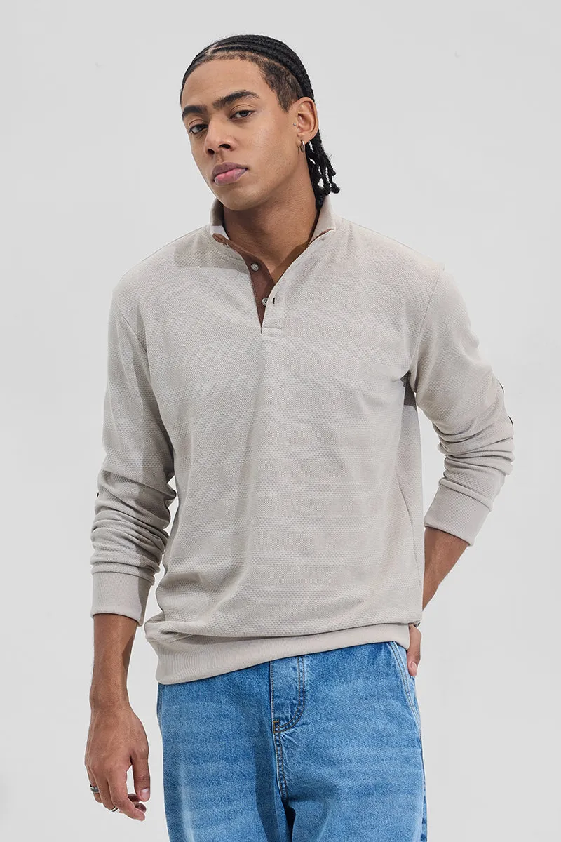 Grey Elbow Patch Textured T-Shirt