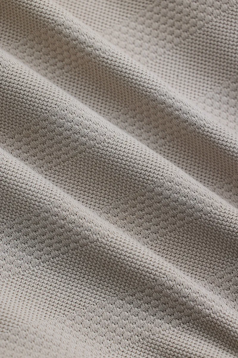 Grey Elbow Patch Textured T-Shirt