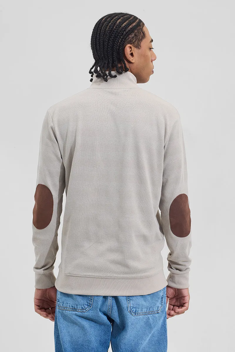 Grey Elbow Patch Textured T-Shirt