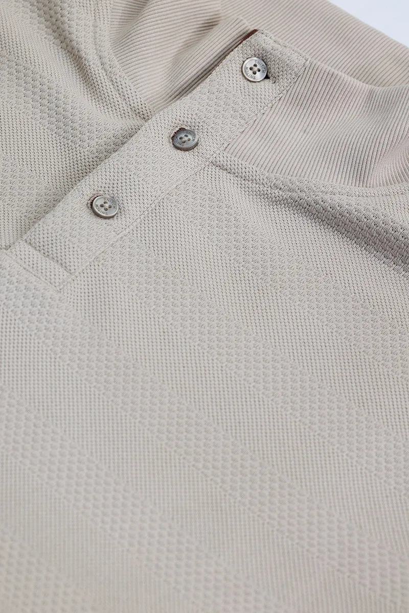 Grey Elbow Patch Textured T-Shirt