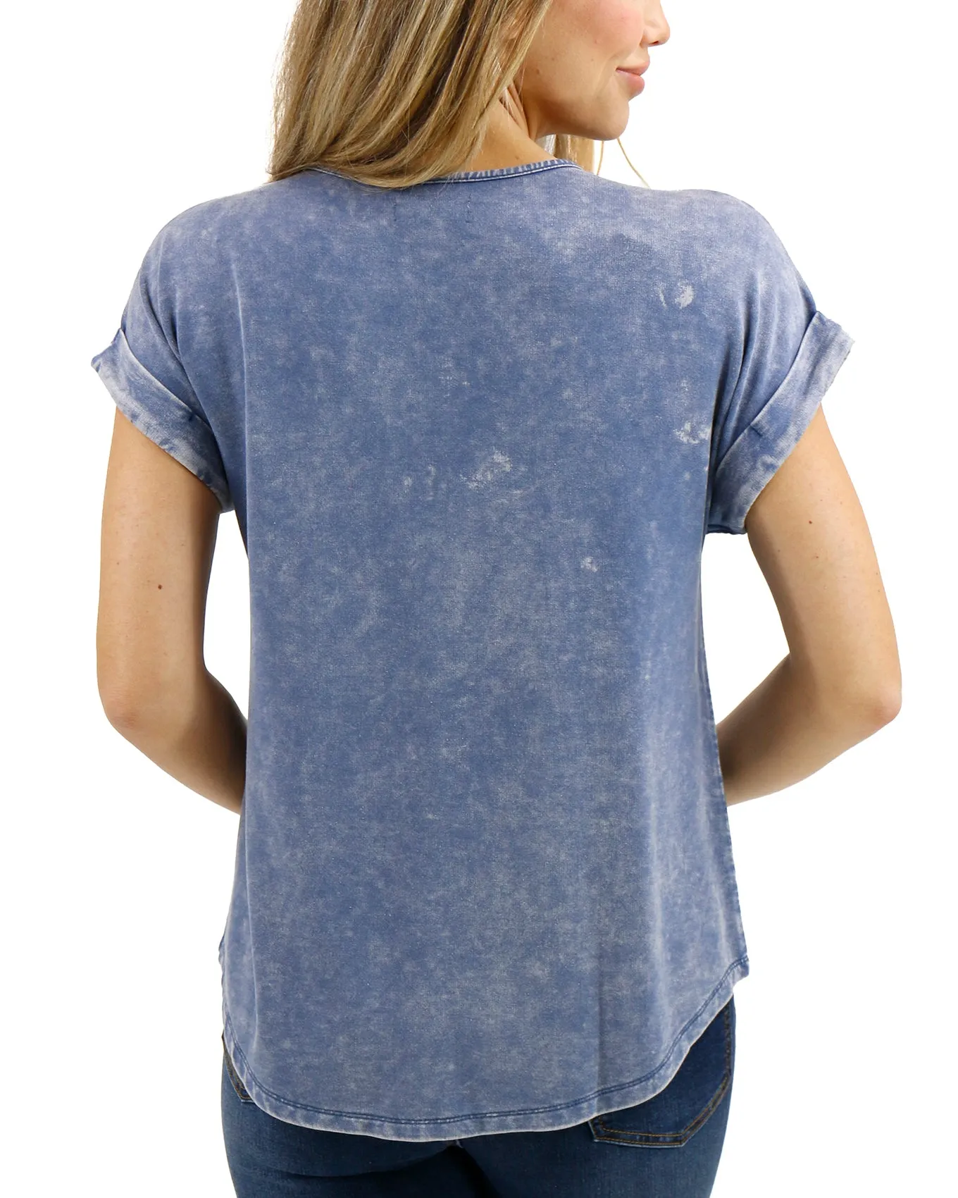 Henley Mineral Washed Tee in Washed Navy - FINAL SALE