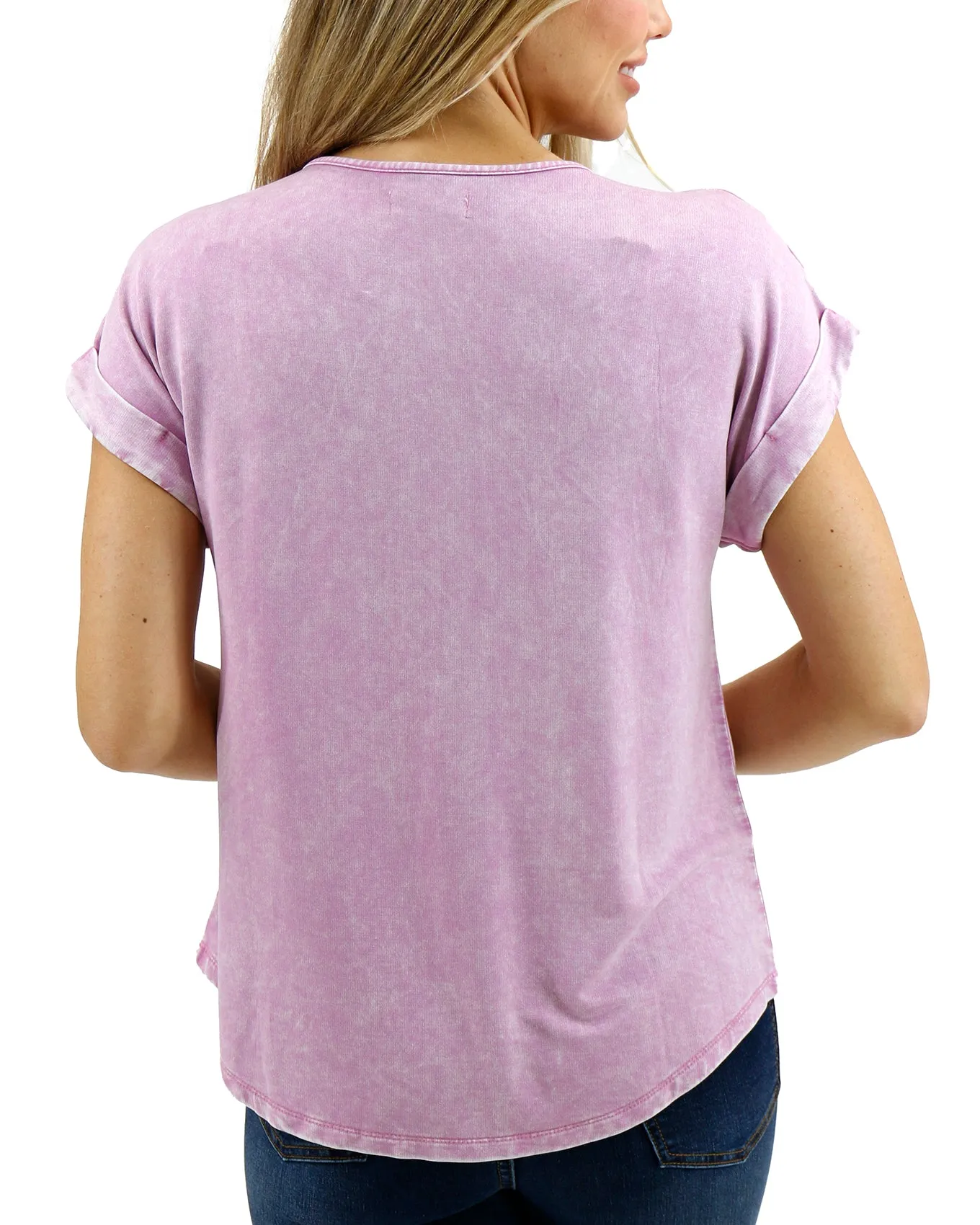 Henley Mineral Washed Tee in Washed Violet - FINAL SALE