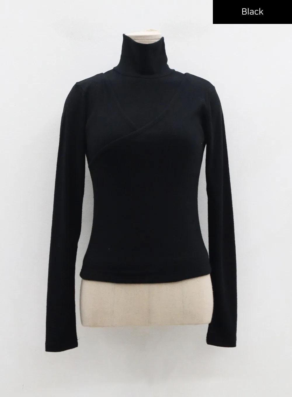 Layered Turtleneck And Cross Top Set CD12