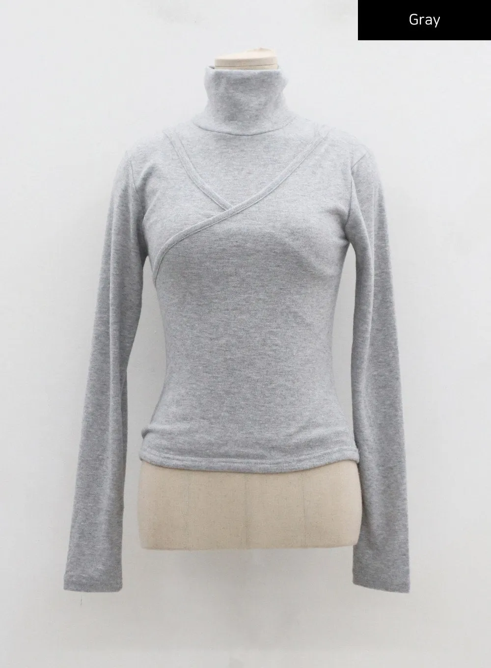 Layered Turtleneck And Cross Top Set CD12
