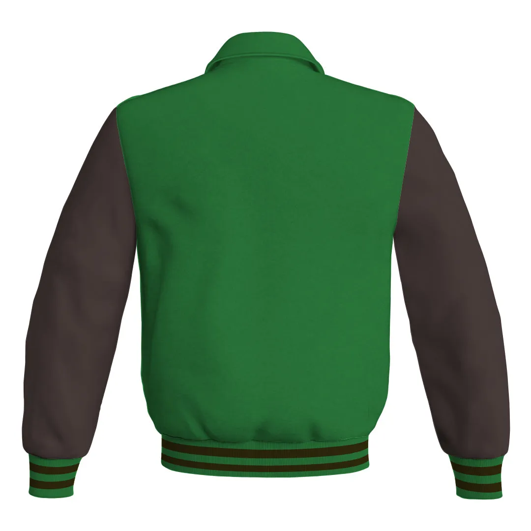 Letterman Varsity Classic Jacket Green Body and Brown Leather Sleeves