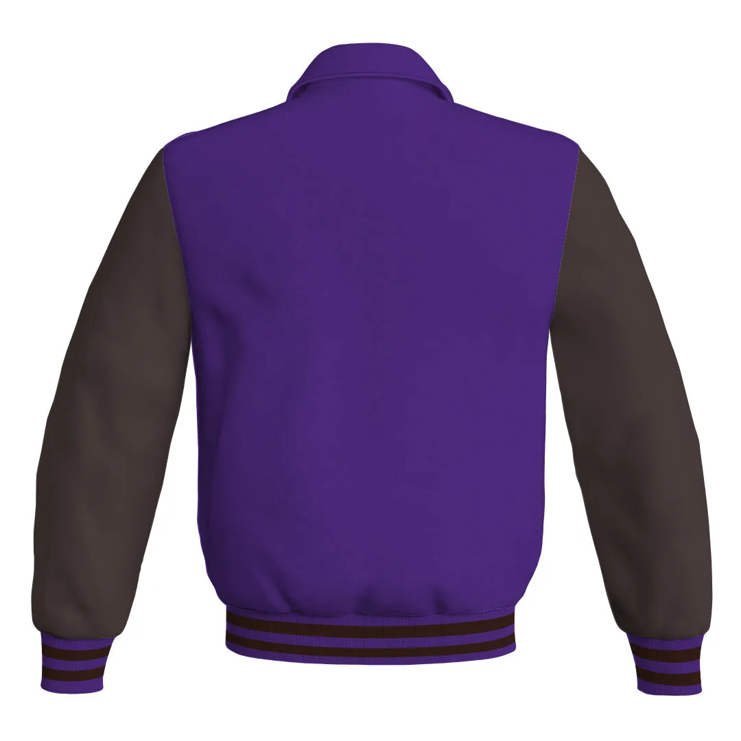 Letterman Varsity Classic Jacket Purple Body and Brown Leather Sleeves