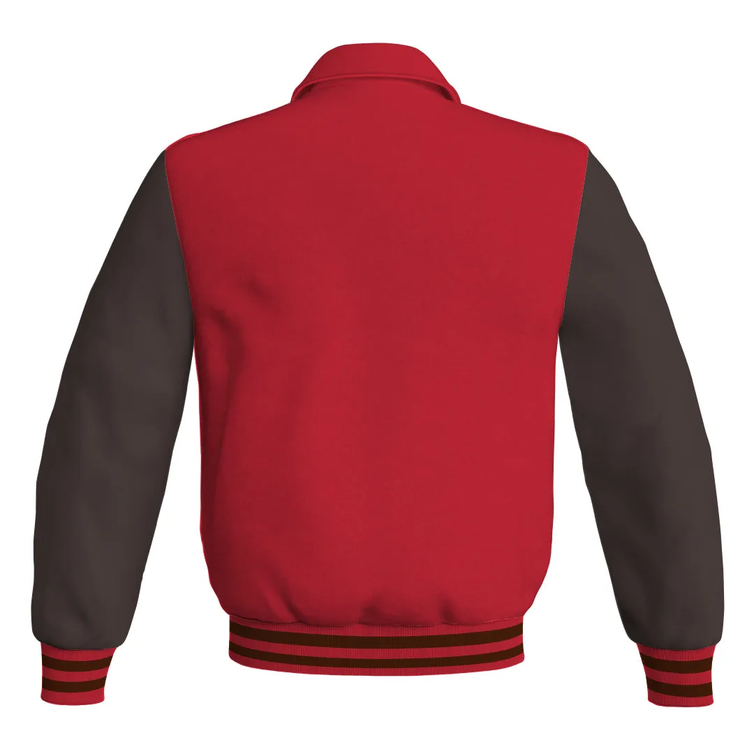 Letterman Varsity Classic Jacket Red Body and Brown Leather Sleeves