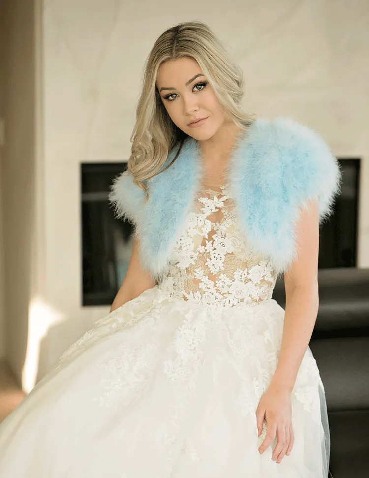 Lilly - Feather Bolero in Ivory