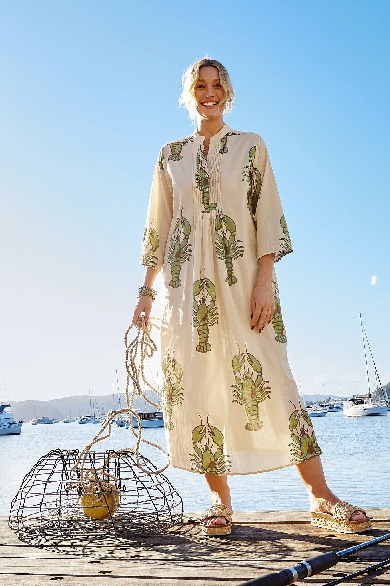 Lobster Love Caftan - Sea Green - Mandalay Designs