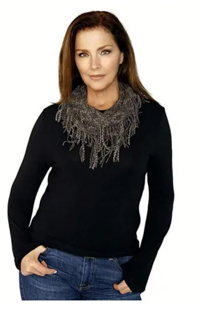 Memories Lightweight Mini Infinity Loop Fashion Tube Collar Scarf - Grey