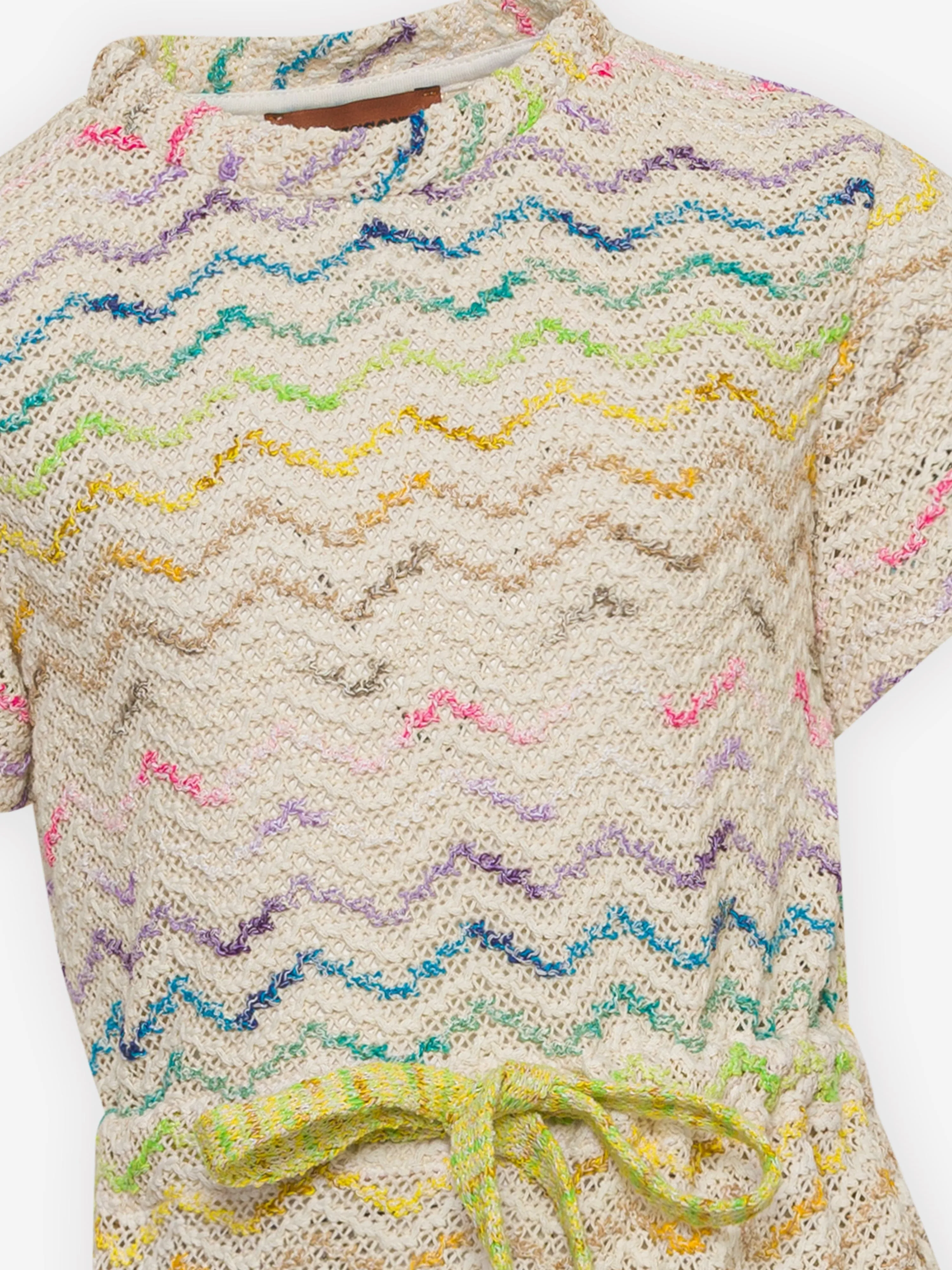 Missoni Girls Zigzag Knit Dress in Beige