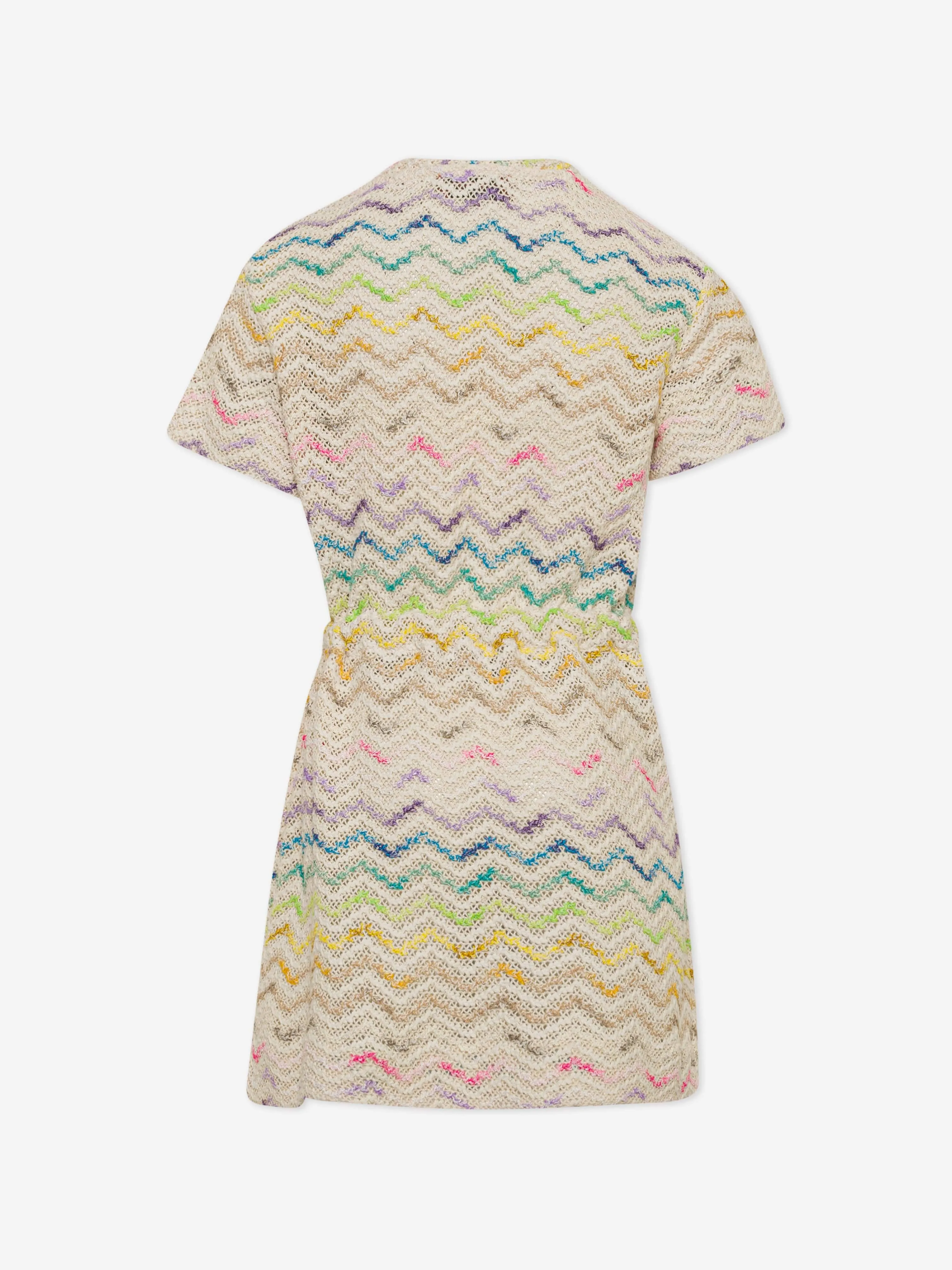 Missoni Girls Zigzag Knit Dress in Beige