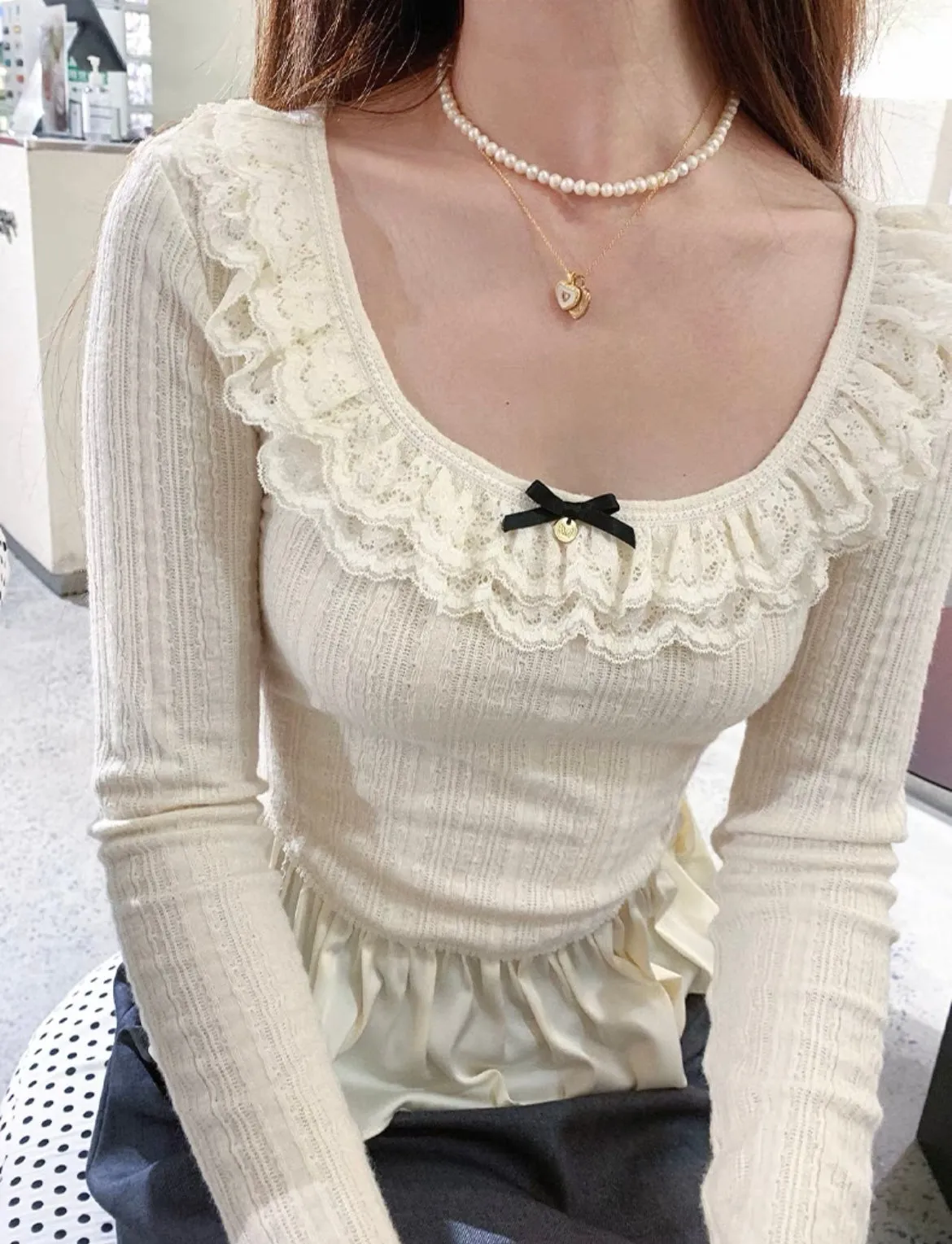 [Mummy Cat] Sweet Gal Knit Top