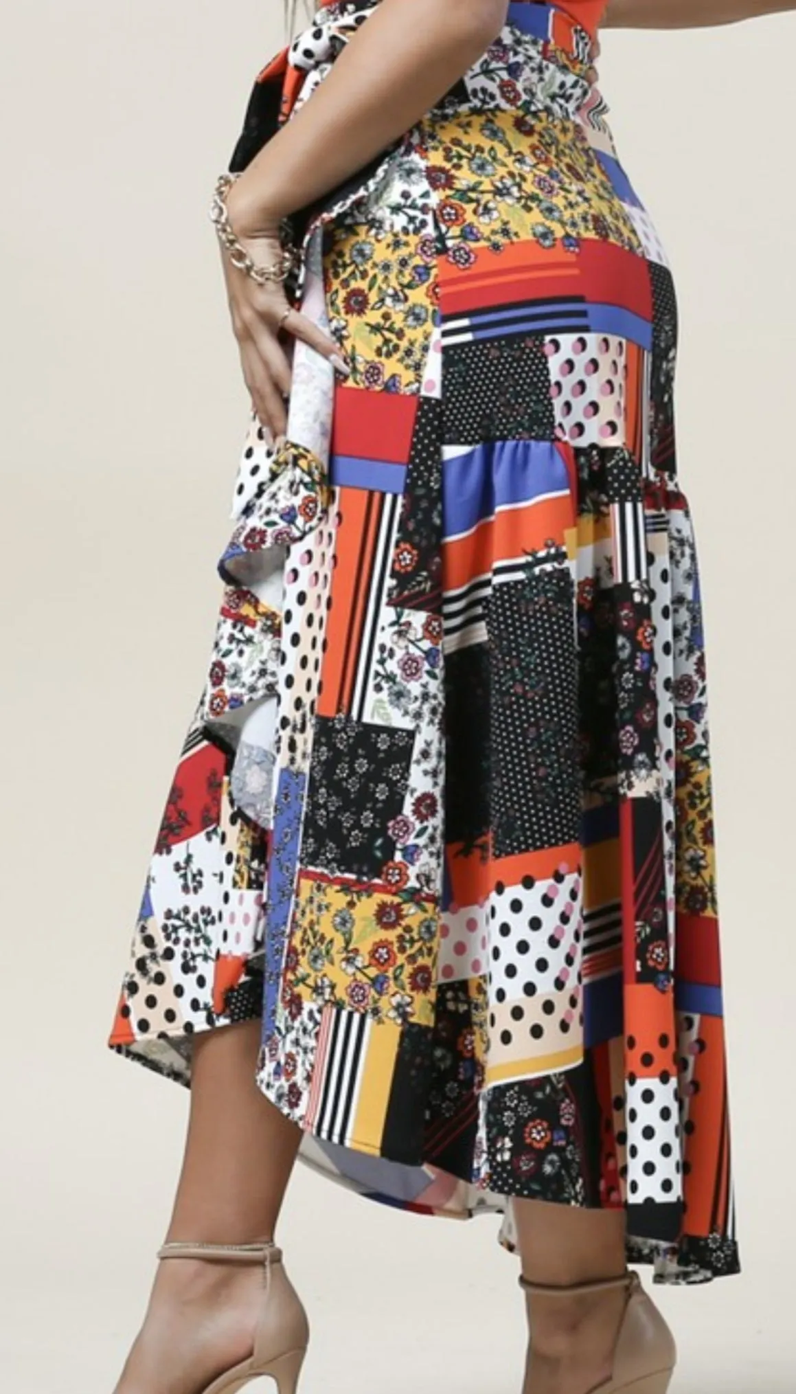 Patchwork Hi-Lo Skirt