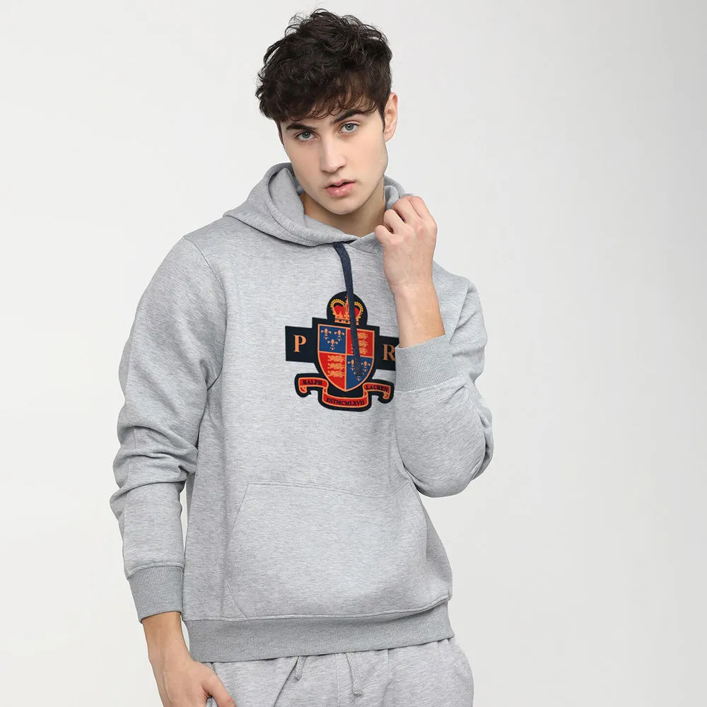 Polo Republica Men's PR Crest Printed Fleece Pullover Hoodie