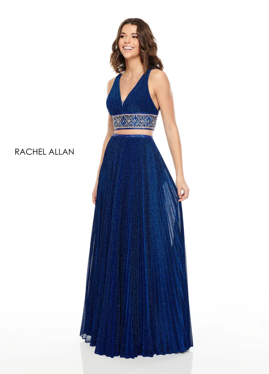 Rachel Allan 7099 Shimmering Royal Blue 2 Piece A-Line Dress - Size 4