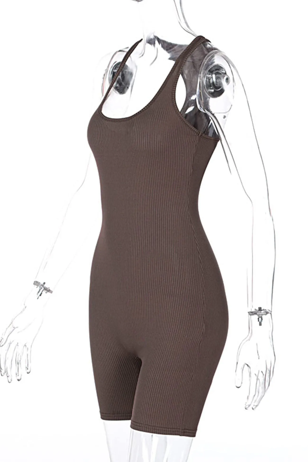 Solid Color Sleeveless Bodycon Romper