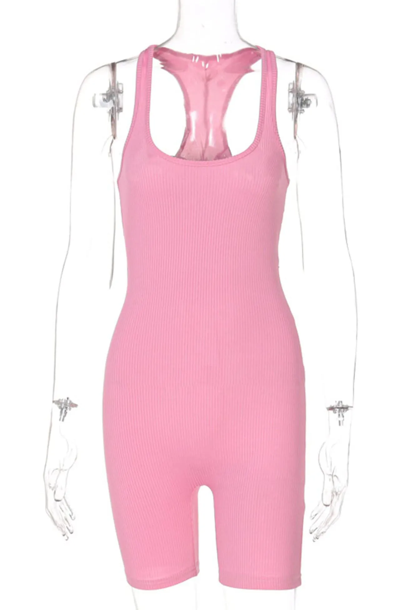 Solid Color Sleeveless Bodycon Romper