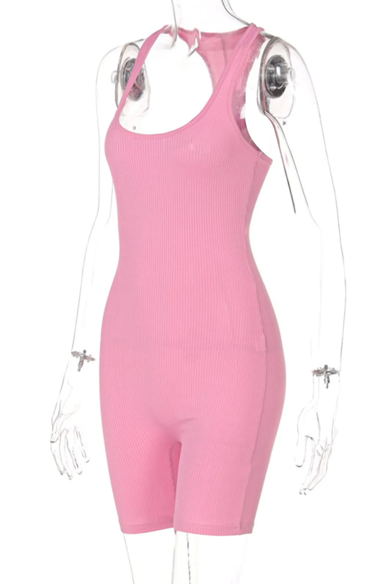Solid Color Sleeveless Bodycon Romper