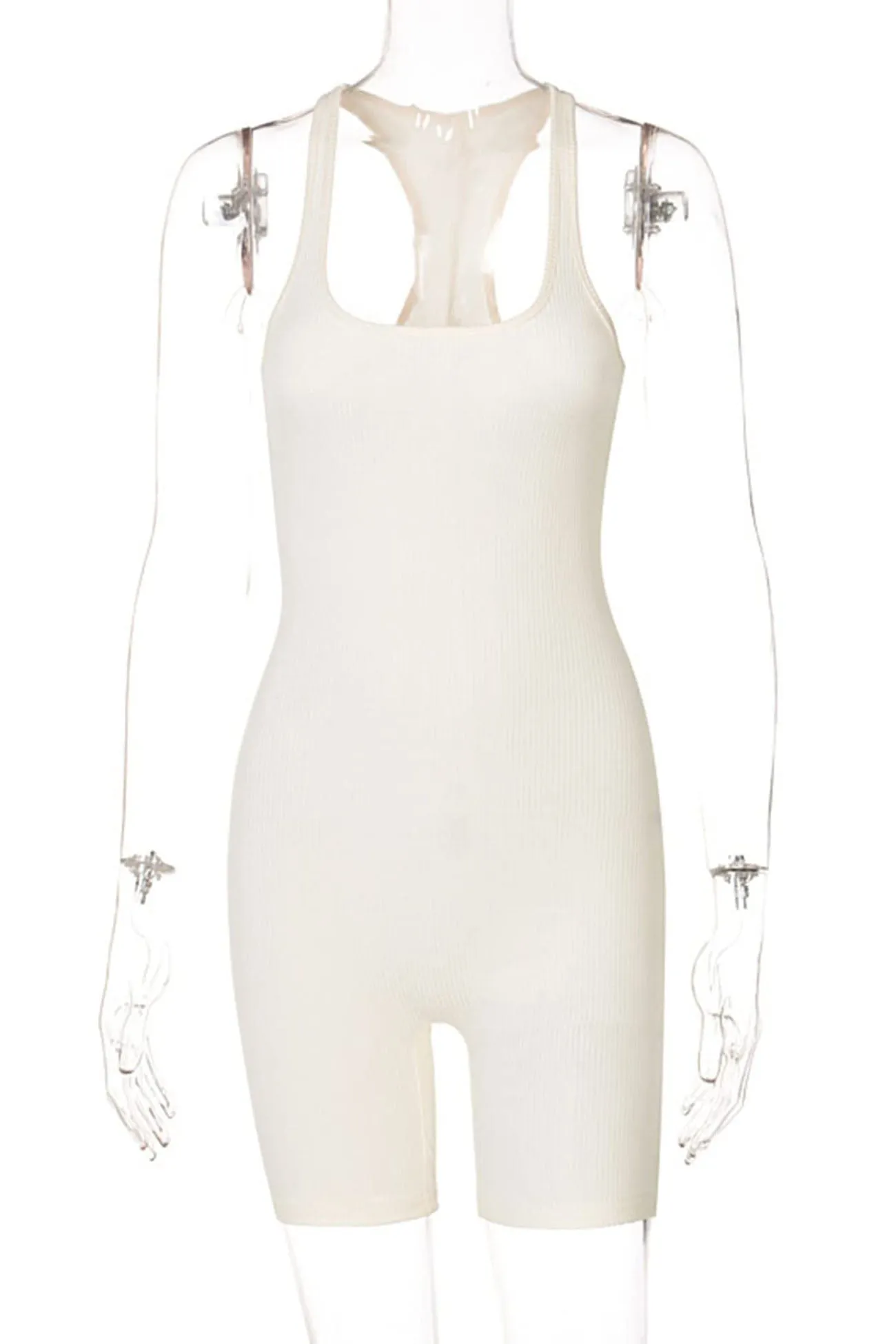 Solid Color Sleeveless Bodycon Romper