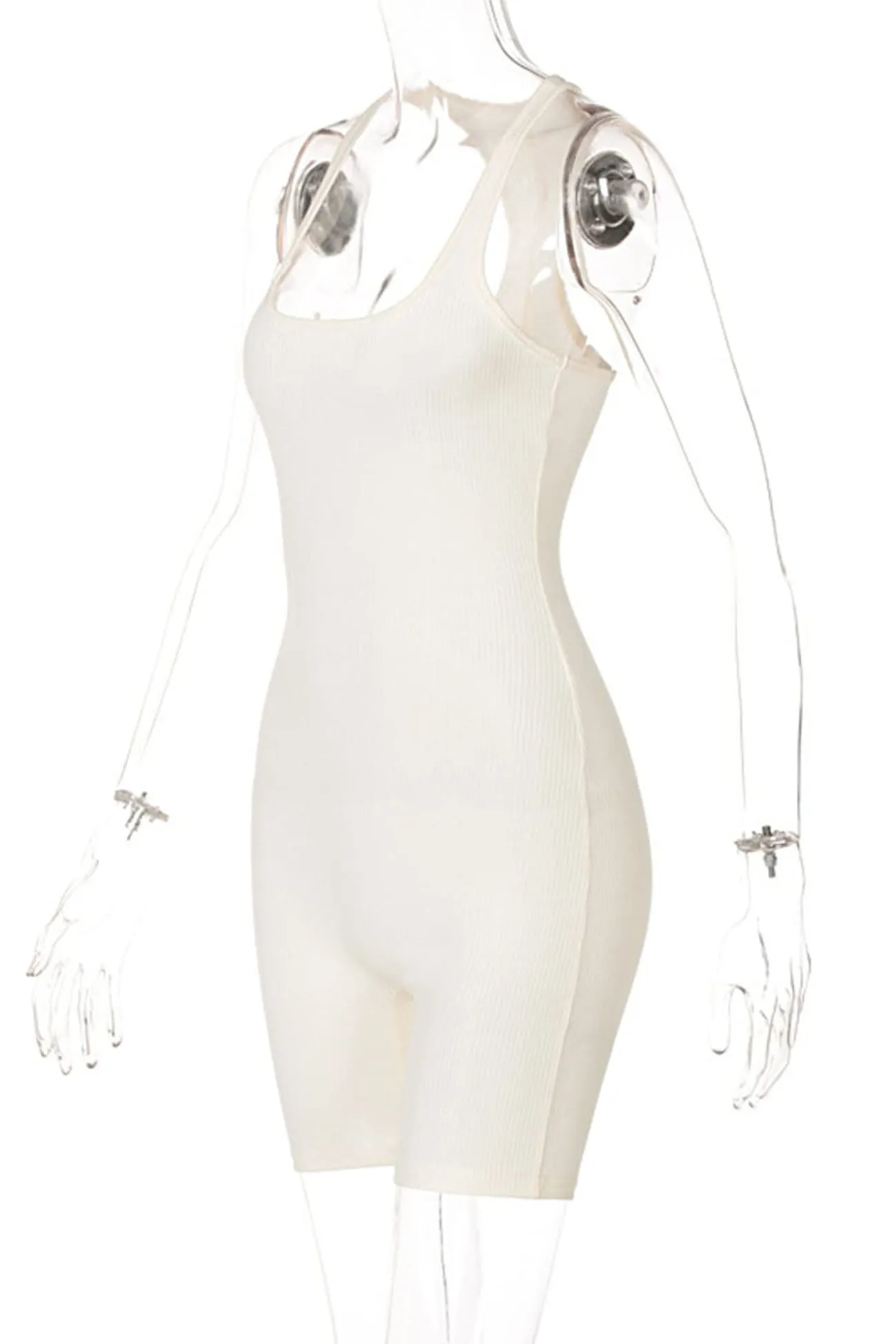 Solid Color Sleeveless Bodycon Romper