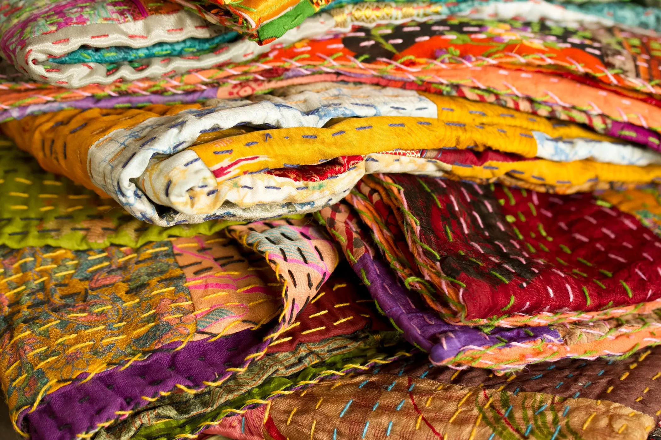 Taj Hotel Home Decor Kantha Silk Throw | 60"x90" | 4