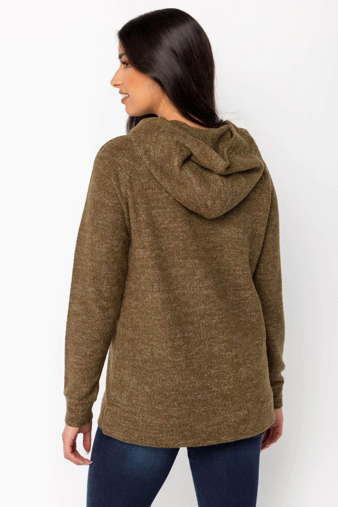Textured Sweater-Knit Hoodie