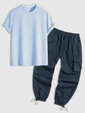 Textured T-Shirt And Loose Cargo Pant