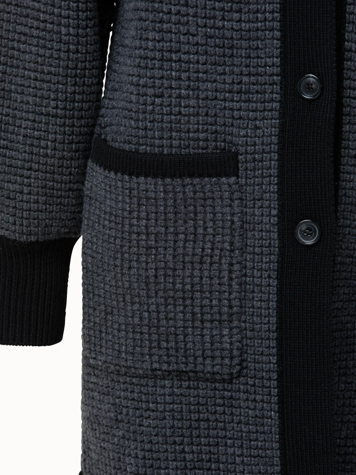 Two Tone Trapezoid Stitch Long Cardigan