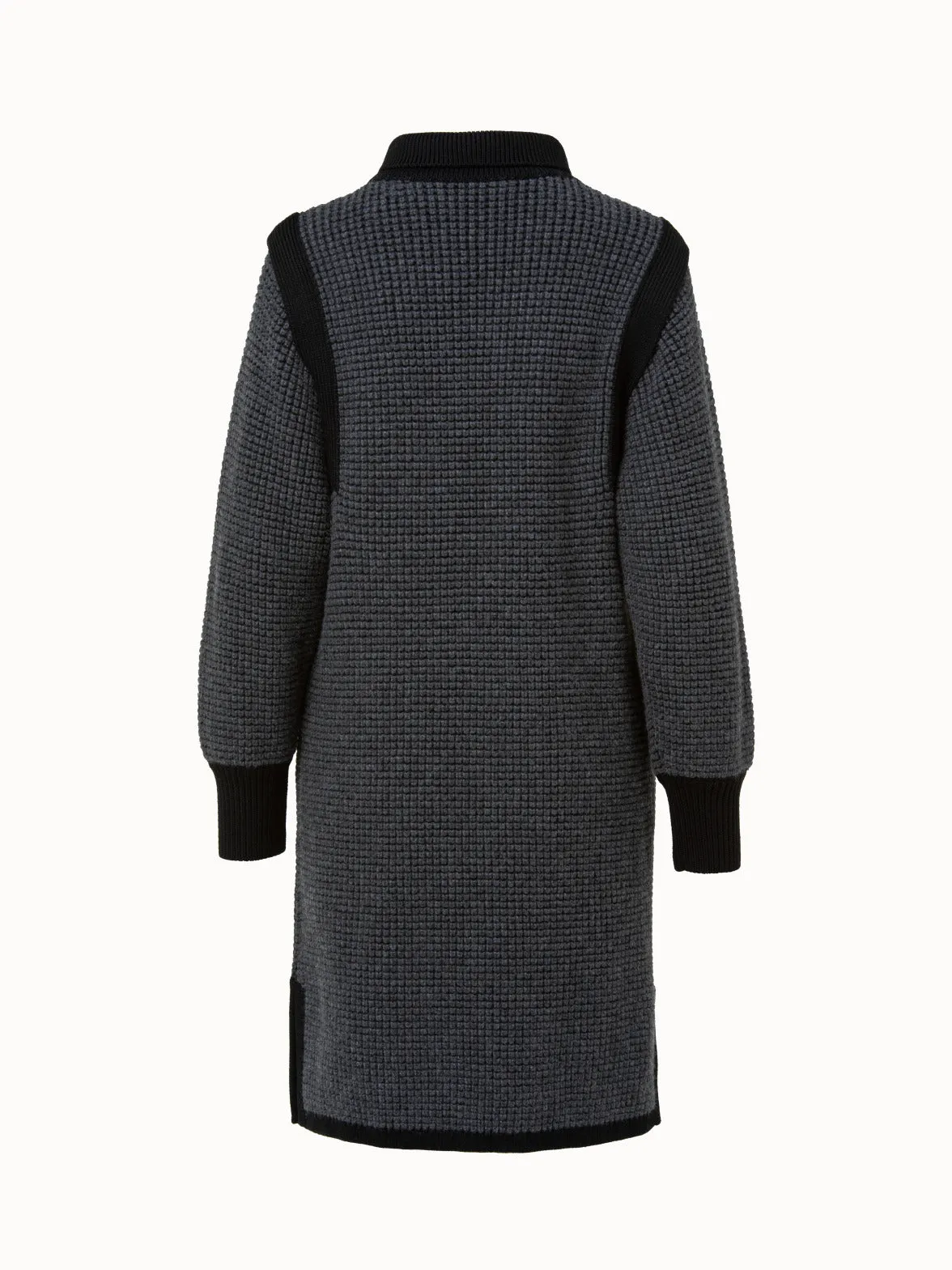 Two Tone Trapezoid Stitch Long Cardigan