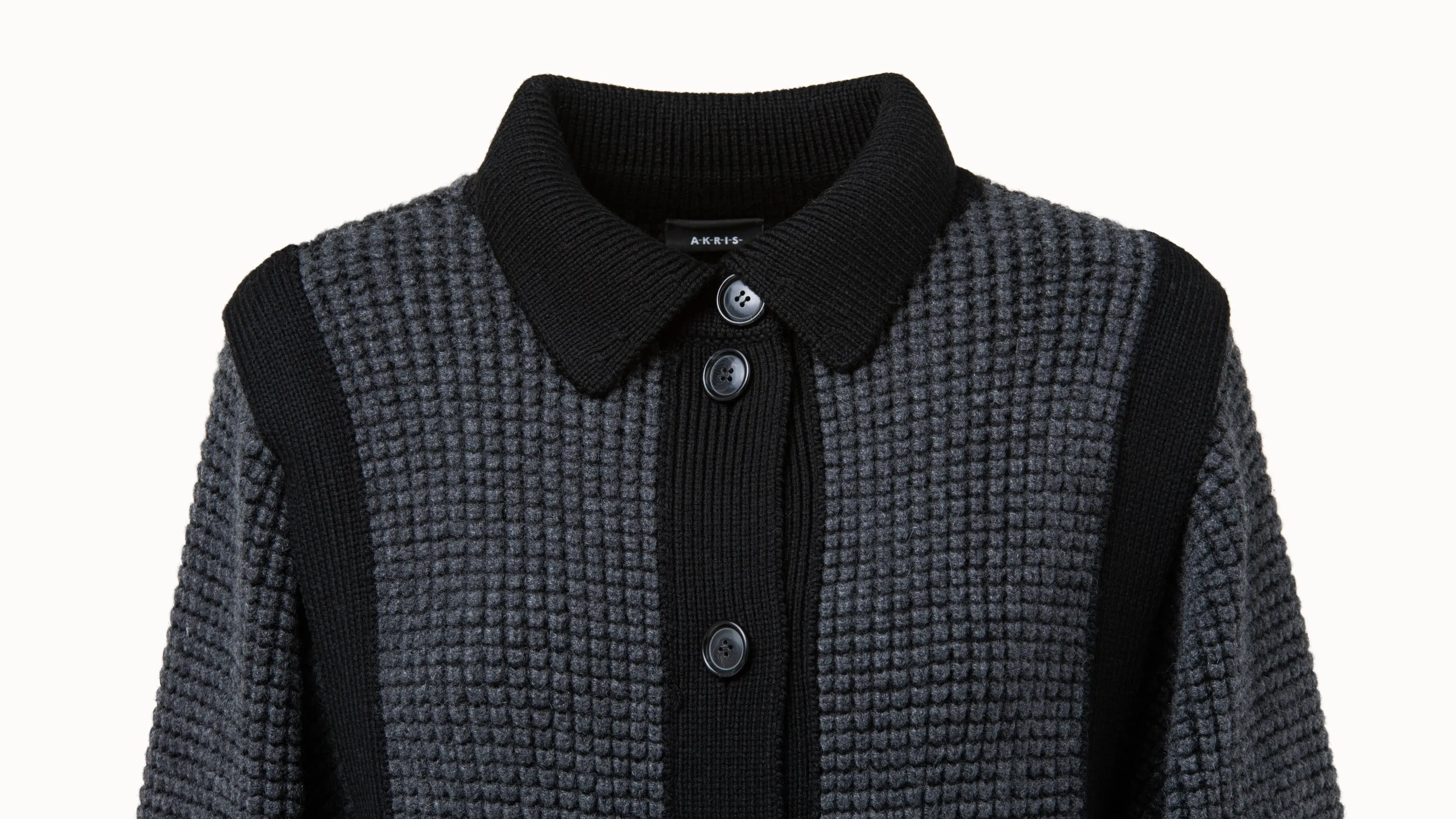 Two Tone Trapezoid Stitch Long Cardigan