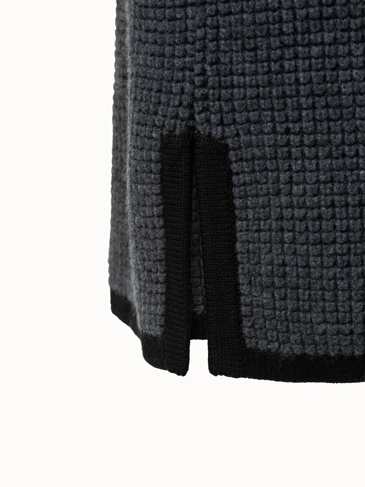 Two Tone Trapezoid Stitch Long Cardigan