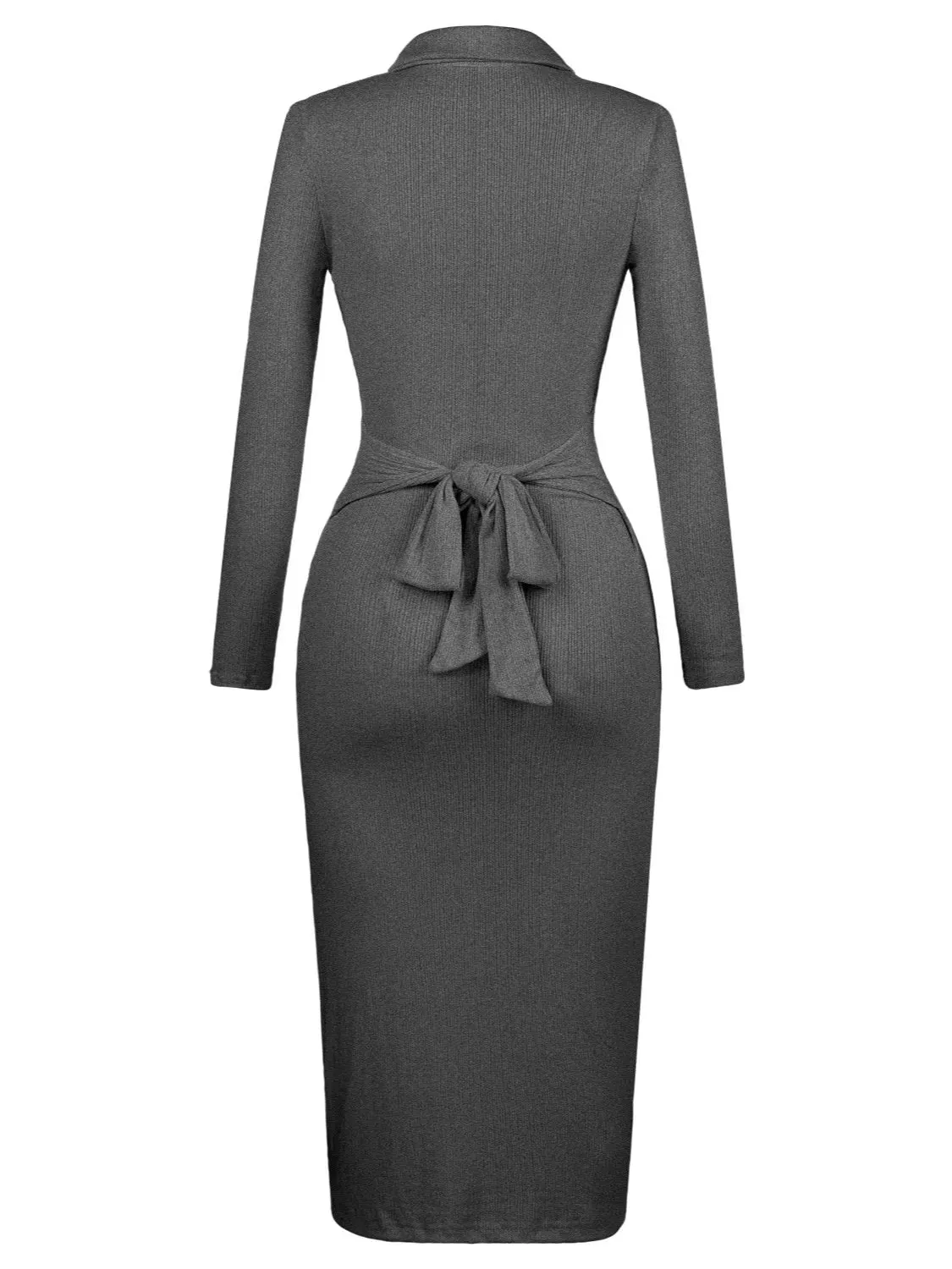 Women's  Sexy Ribbed Knit Slit Slim Gray Dress by Kaja Clothing - Bena Dress
