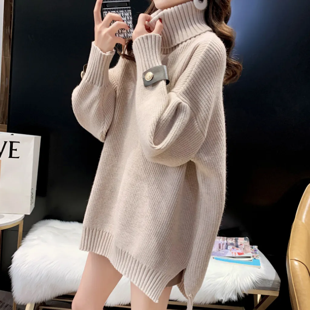 Womens Turtleneck Sweater with Sleeve details